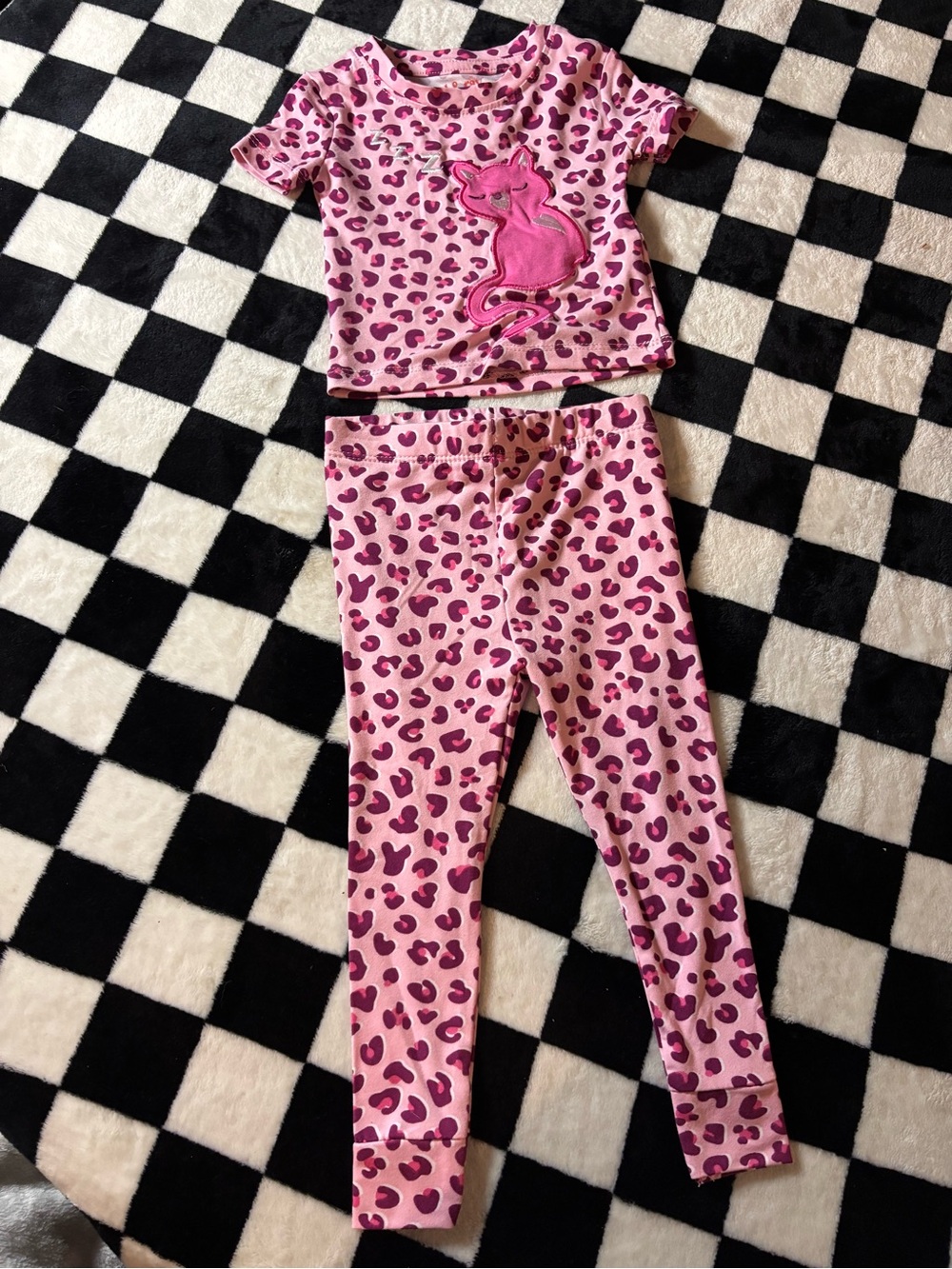 12 month hot pink cheetah print cat pjs